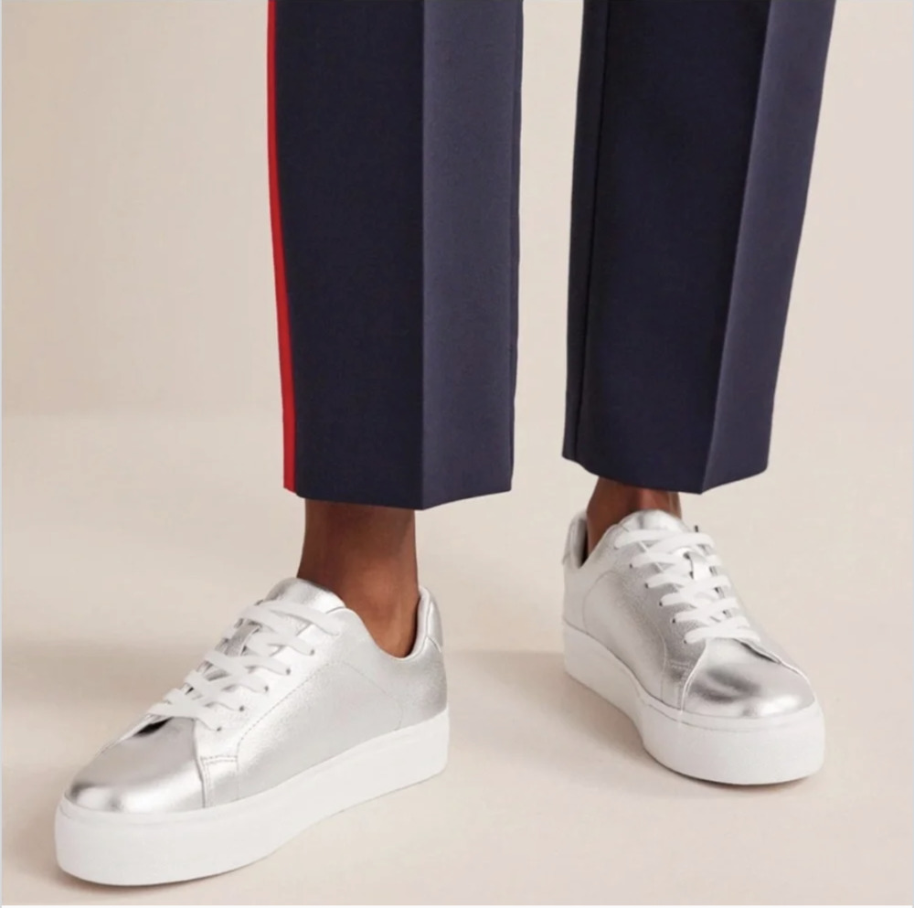 Boden Metallic Platform Sneakers - Silver - Size 10.5 (EU42) - Fits SMALL